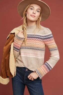 Anthropologie Ett:Twa Fargo Fair Isle Sweater Alpaca Blend Size Small